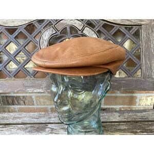 XL Vintage Lambskin Leather Hunting Newsboy Hat Cap